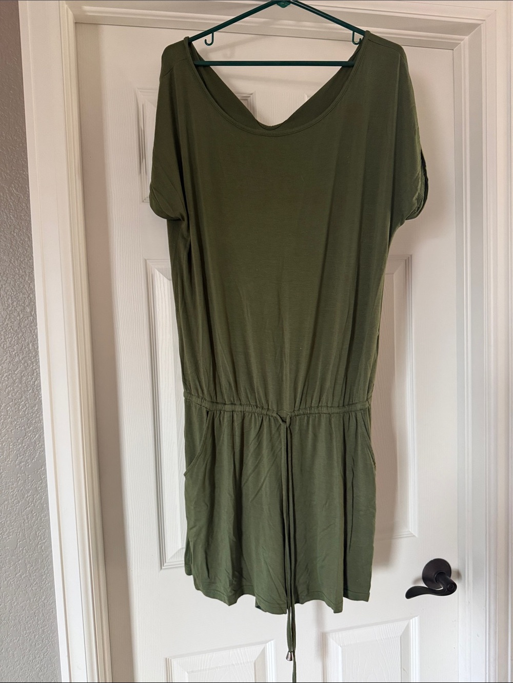 Olive Green Drawstring Waist Romper